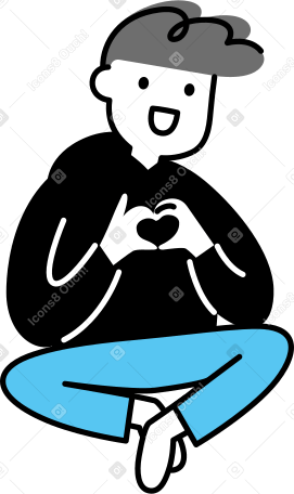молодой человек делает жест сердца в PNG, SVG
