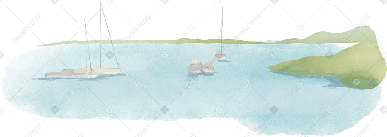 sea ​​with mountains PNG、SVG