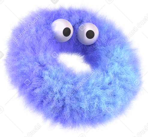 3D fluffy donut with googly eyes animated illustration in GIF, Lottie (JSON), AE