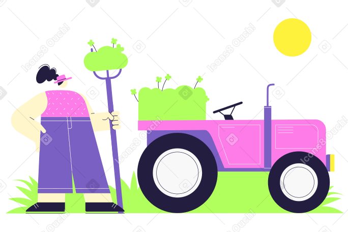 Collecting grass Illustration in PNG, SVG