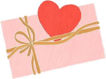 Pink box with a heart-shaped card в PNG, SVG