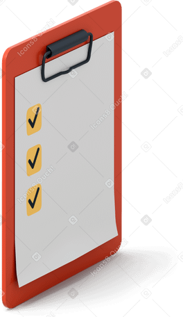 3D Red clipboard with checklist Illustration in PNG, SVG