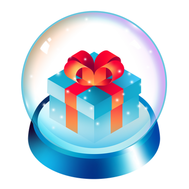 Анимированная иллюстрация Изометрический рождественский снежный шар с подарком в GIF, Lottie (JSON), AE