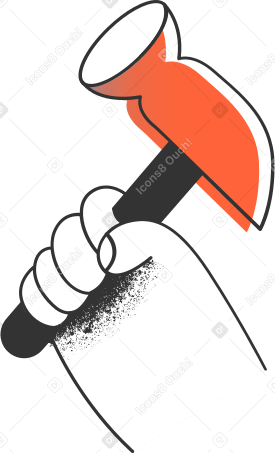 hand with hammer Illustration in PNG, SVG