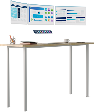 high desk and monitors PNG, SVG