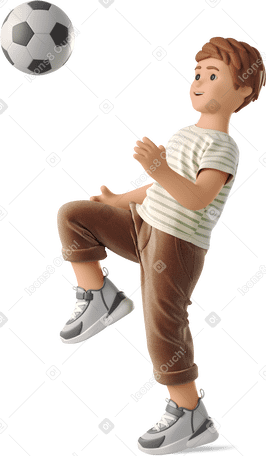 3D boy playing with a soccer ball PNG, SVG