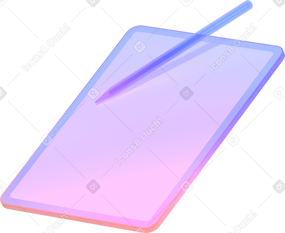 3D gradient graphic tablet and stylus PNG, SVG