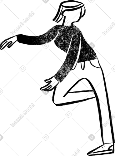 Black and white woman standing on one leg with her hands around something PNG, SVG