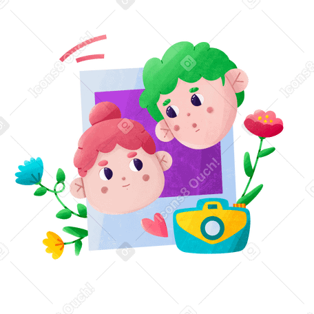Photo card of two lovers for valentine's day Illustration in PNG, SVG