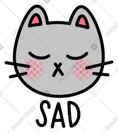 悲伤的猫与文字悲伤 PNG, SVG