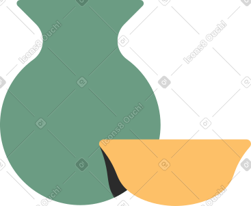 Clay jug and plate PNG, SVG