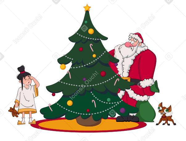Frightened Santa and a waking little girl PNG, SVG