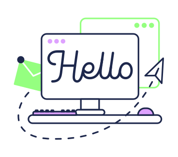 Hello text with messaging on computer screen lettering PNG, SVG