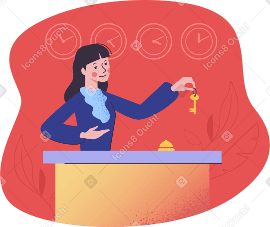 Hotel receptionist giving a key PNG, SVG