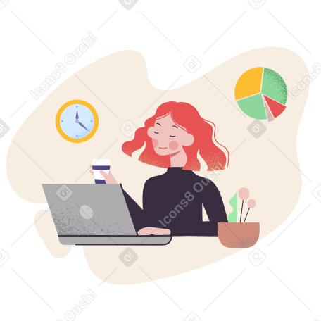 Woman works with computer PNG, SVG
