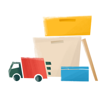 Грузовик и коробки для переезда в PNG, SVG