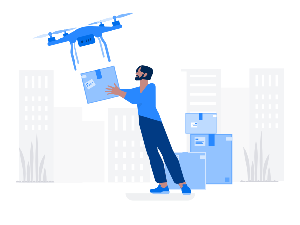 Drone Delivery Illustration in PNG, SVG