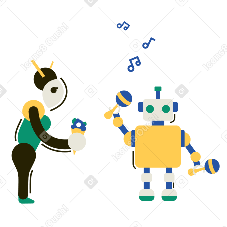 Robot musician Illustration in PNG, SVG