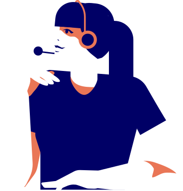 woman in headphones with a microphone thinking PNG, SVG