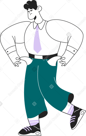 man turned out the empty pockets Illustration in PNG, SVG