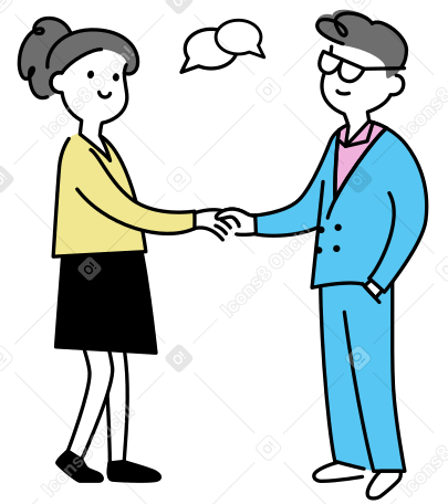Бизнесмен и деловая женщина пожимают друг другу руки в PNG, SVG