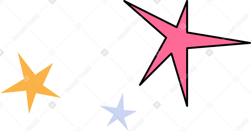 three stars of different sizes PNG, SVG