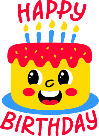 lettering happy birthday with cake Illustration in PNG, SVG