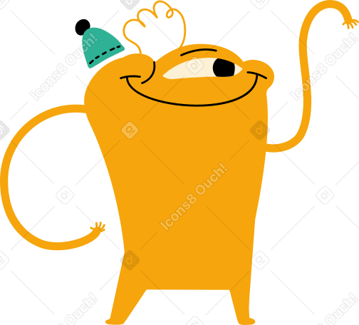 Желтый персонаж с хитрой улыбкой в PNG, SVG