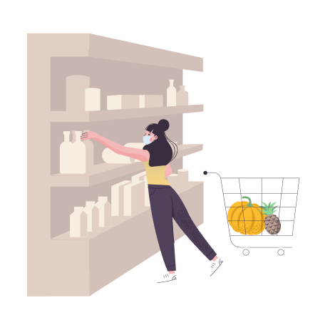 Woman shopping at the supermarket Illustration in PNG, SVG