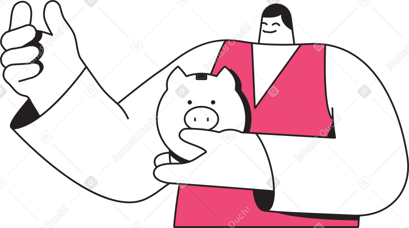 man with piggy bank PNG, SVG