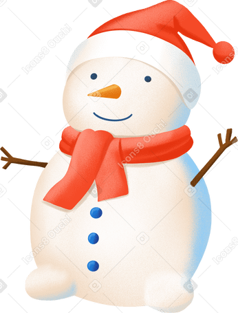 snowman in a red hat and scarf в PNG, SVG