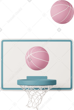 3D basketball hoop with two balls PNG, SVG