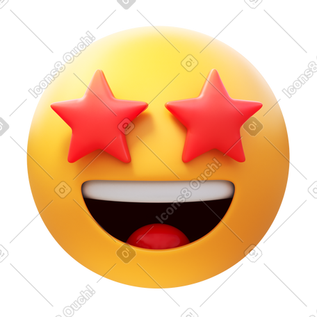 3D star struck PNG, SVG