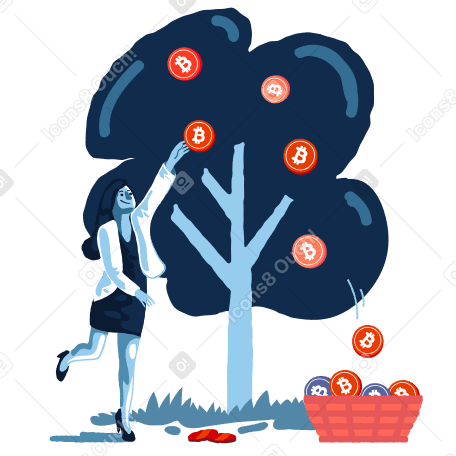 Pick bitcoins Illustration in PNG, SVG
