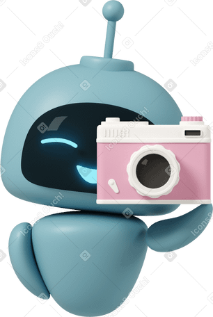 3D chatgpt robot holding camera PNG、SVG