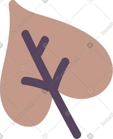 brown leaf with black stem PNG, SVG