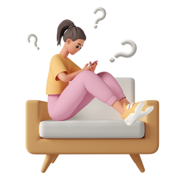 Girl solving problem with phone PNG, SVG