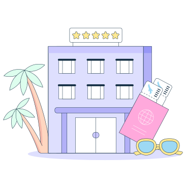 Hôtel cinq étoiles et passeport avec billets de voyage PNG, SVG