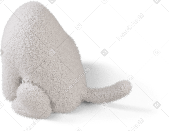 3D Three-quarter back view of a fluffy sitting body turned left PNG, SVG