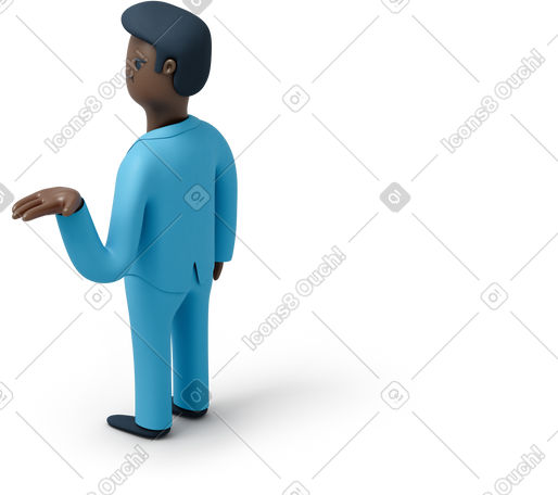 3D 穿着西装的黑人举起手的背影 PNG, SVG