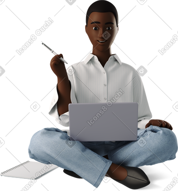 Young woman working online PNG, SVG