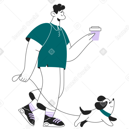 男は犬と一緒に歩く PNG、SVG