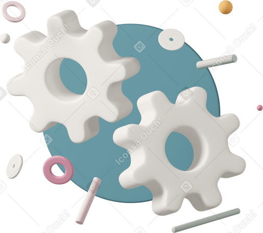 3D cogwheels Illustration in PNG, SVG