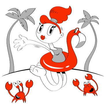Frau in flamingoboje im urlaub PNG, SVG
