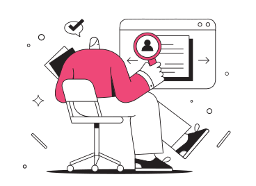 Man looks at the resumes of candidates for a vacancy animated illustration in GIF, Lottie (JSON), AE