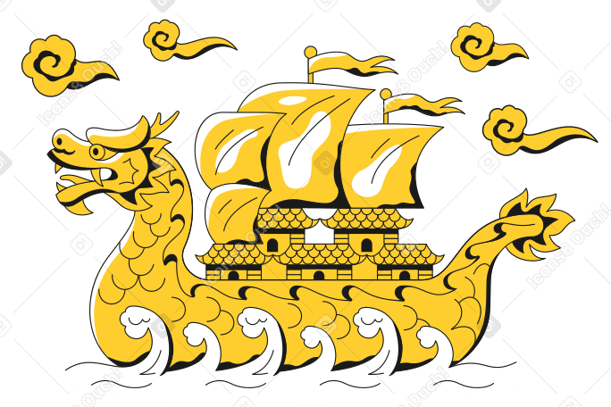 Chinese sailboat Illustration in PNG, SVG