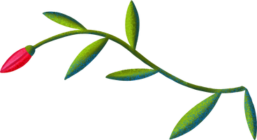 Zweig mit grünen blättern und roter knospe PNG, SVG