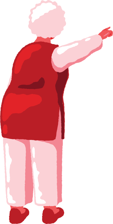 Old curvy woman pointing back PNG, SVG