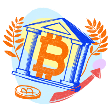Bank where bitcoin savings are kept and the currency grows PNG, SVG