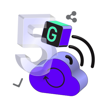 5G wireless cellular technology and cloud storage PNG, SVG